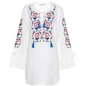 Tory Burch Linen Embroidered Wildflower Tunic